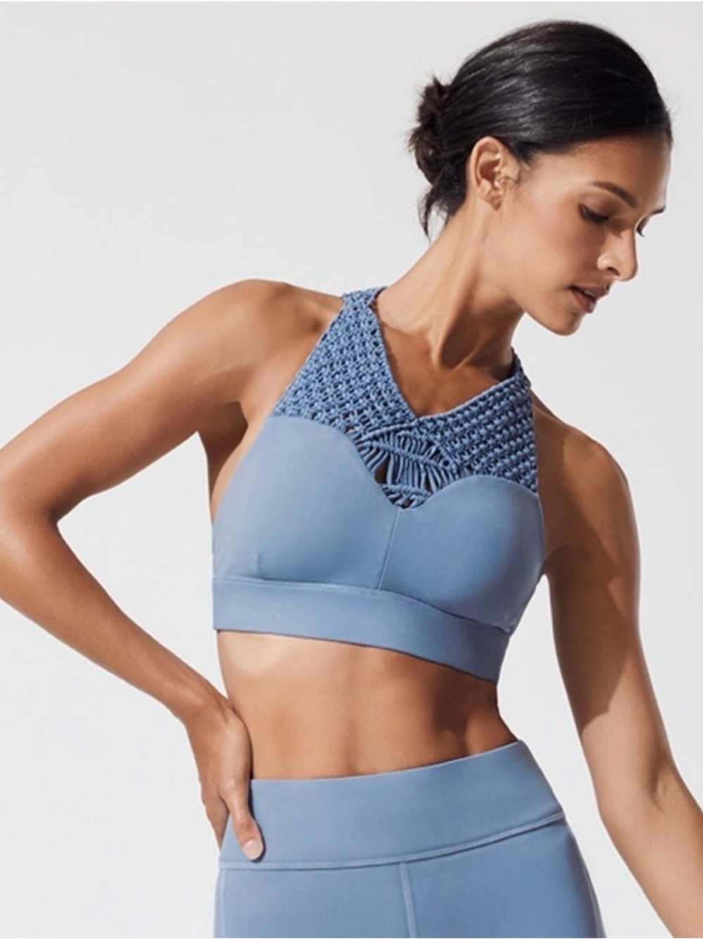 Carbon38 Sayang Canggu Macrame Crochet Sports Bra Dusty Blue Rare